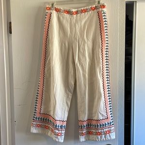 Brand new never worn embroidered Anthropologie pants!